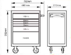 バーコ　6段ローラーキャビネット ENTRY（ガンメタリック）　1472K6GMTGRY5WK